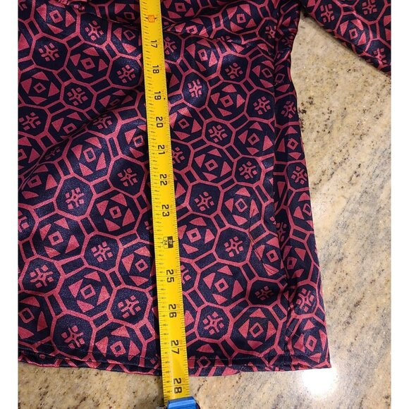 WD Ny Plus Size 3X Pink Blue Satin Silky Babydoll Empire Waist Geometric Blouse - Picture 4 of 13